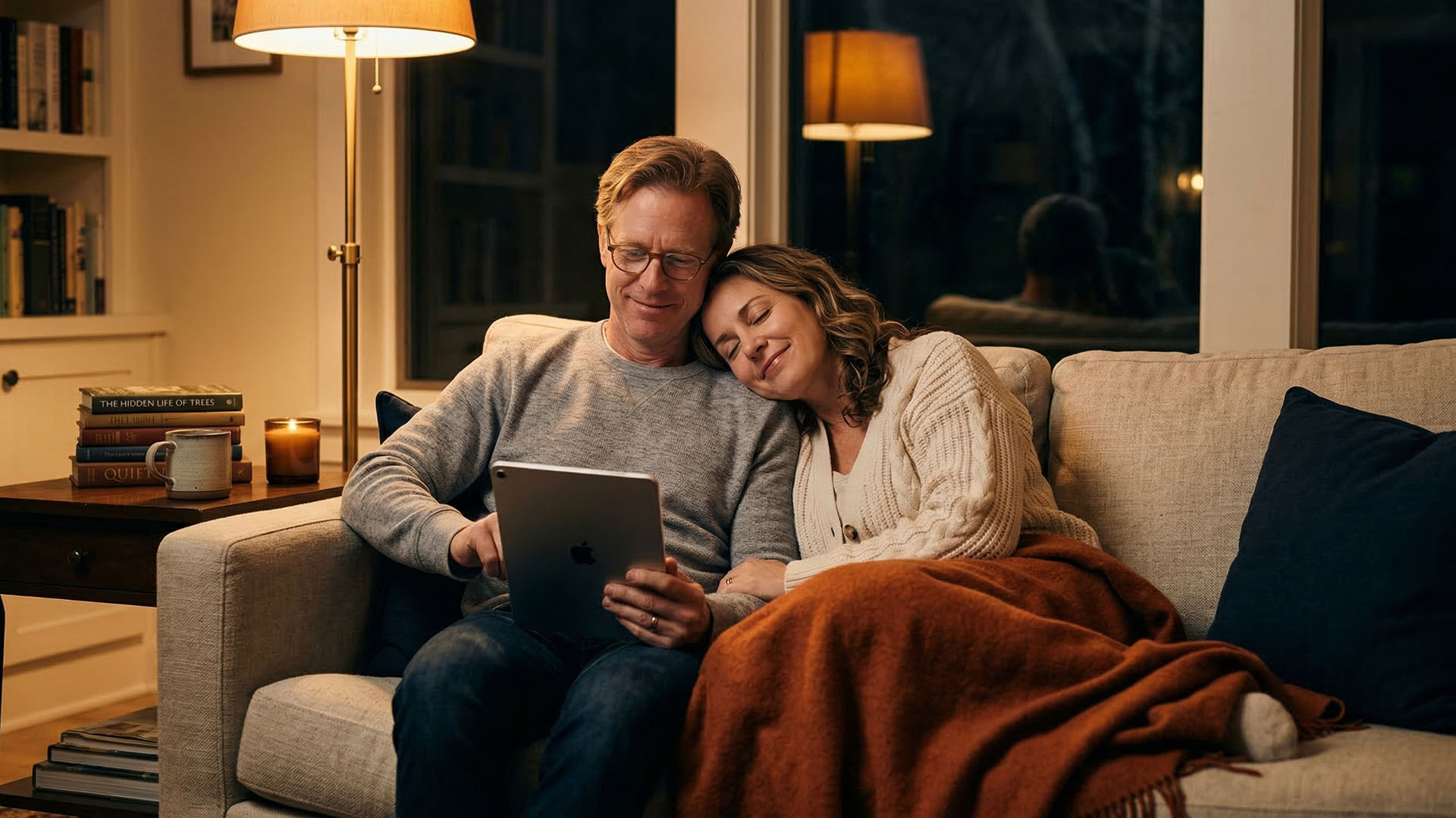 Retired couple smiling confidently outdoors